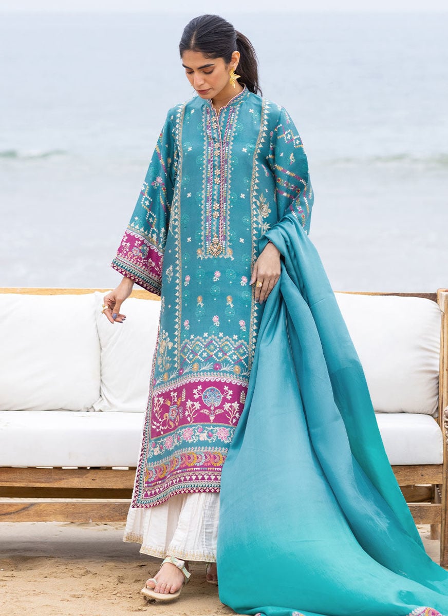 Oceana Teal Shirt And Dupatta
