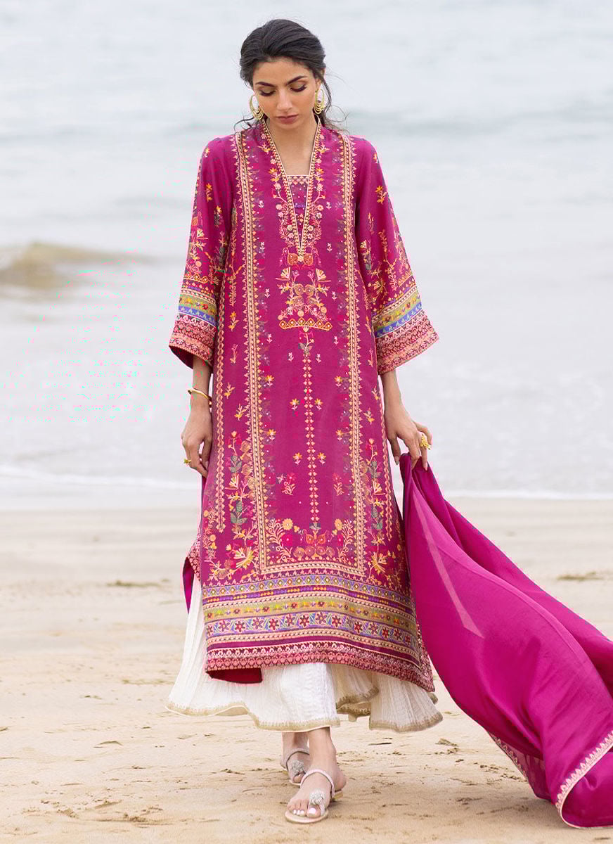 Aelia Magenta Kurta And Dupatta