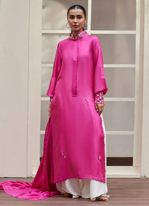 Picture of Vanka Fuschia Raw Silk Shirt