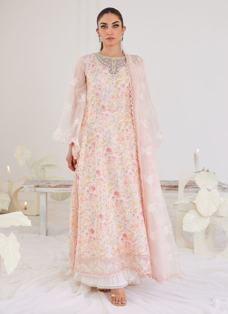 Made to Measure Pre-Draped Dupatta on Embroidered  Net Lehenga With Velvet Crystal Embellished Blouse