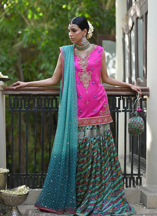 Picture of Elena Rani Pink Shirt With Block Printed Gharara