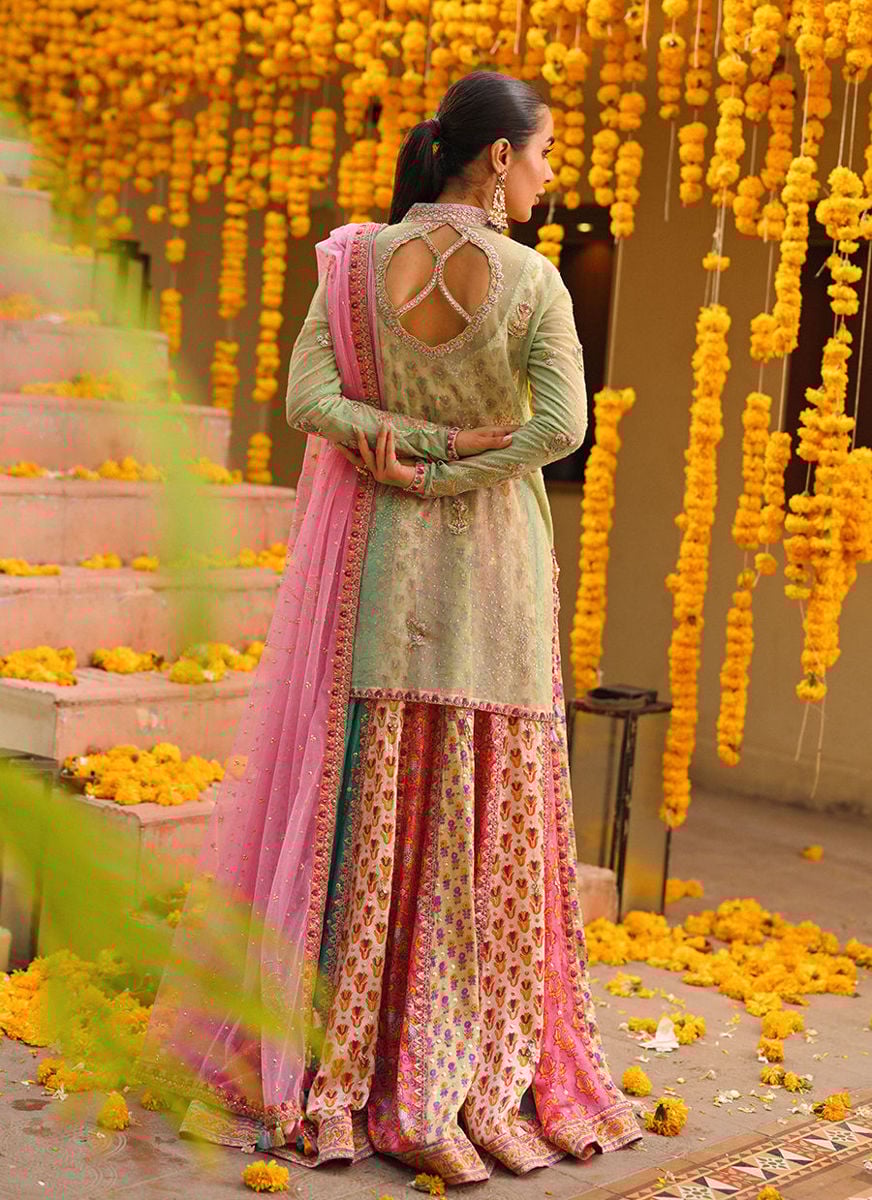 Marina Short Shirt Over Block Printed Lengha Choli