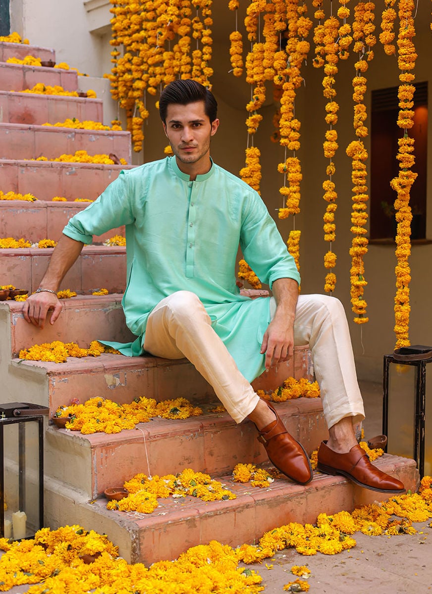 Logan Aqua Kurta For Men