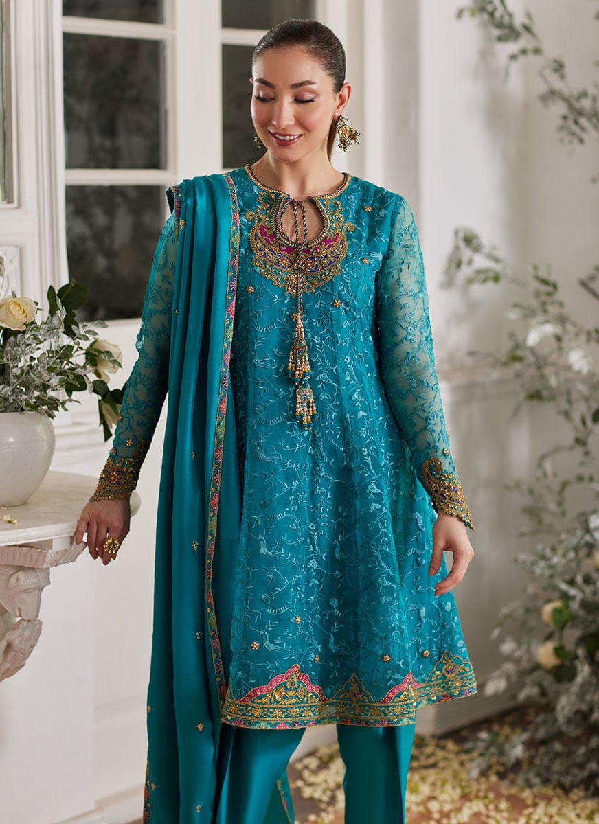 Ivalia Teal Shirt And Dupatta