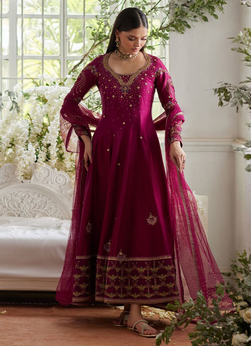 Jihan Fuschia Kalidaar And Dupatta