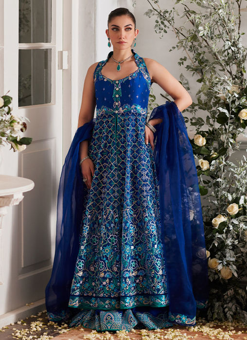 Nuwara Ink Blue Kalidaar And Dupatta