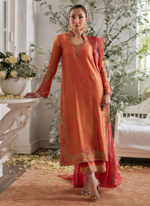 Ceren Coral Shirt And Dupatta