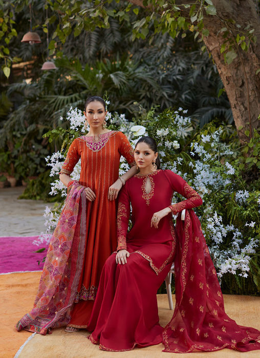 Kusum Burnt Orange Kalidaar And Dupatta