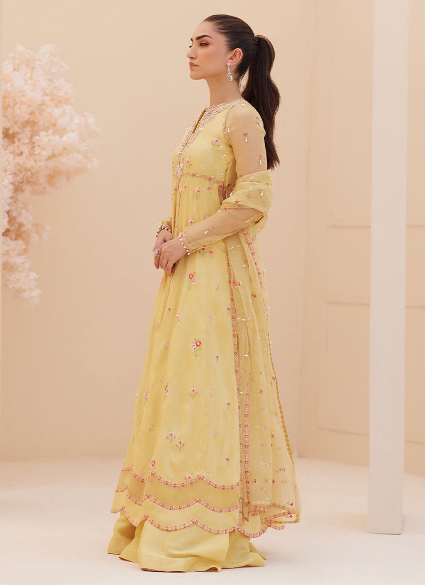 Buttercup Silk Kalidaar And Dupatta