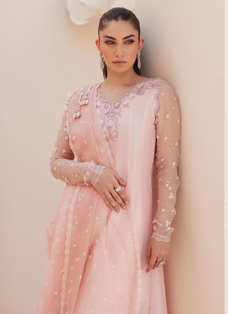 Deedee Pink Ombre Paneled Shirt And Dupatta