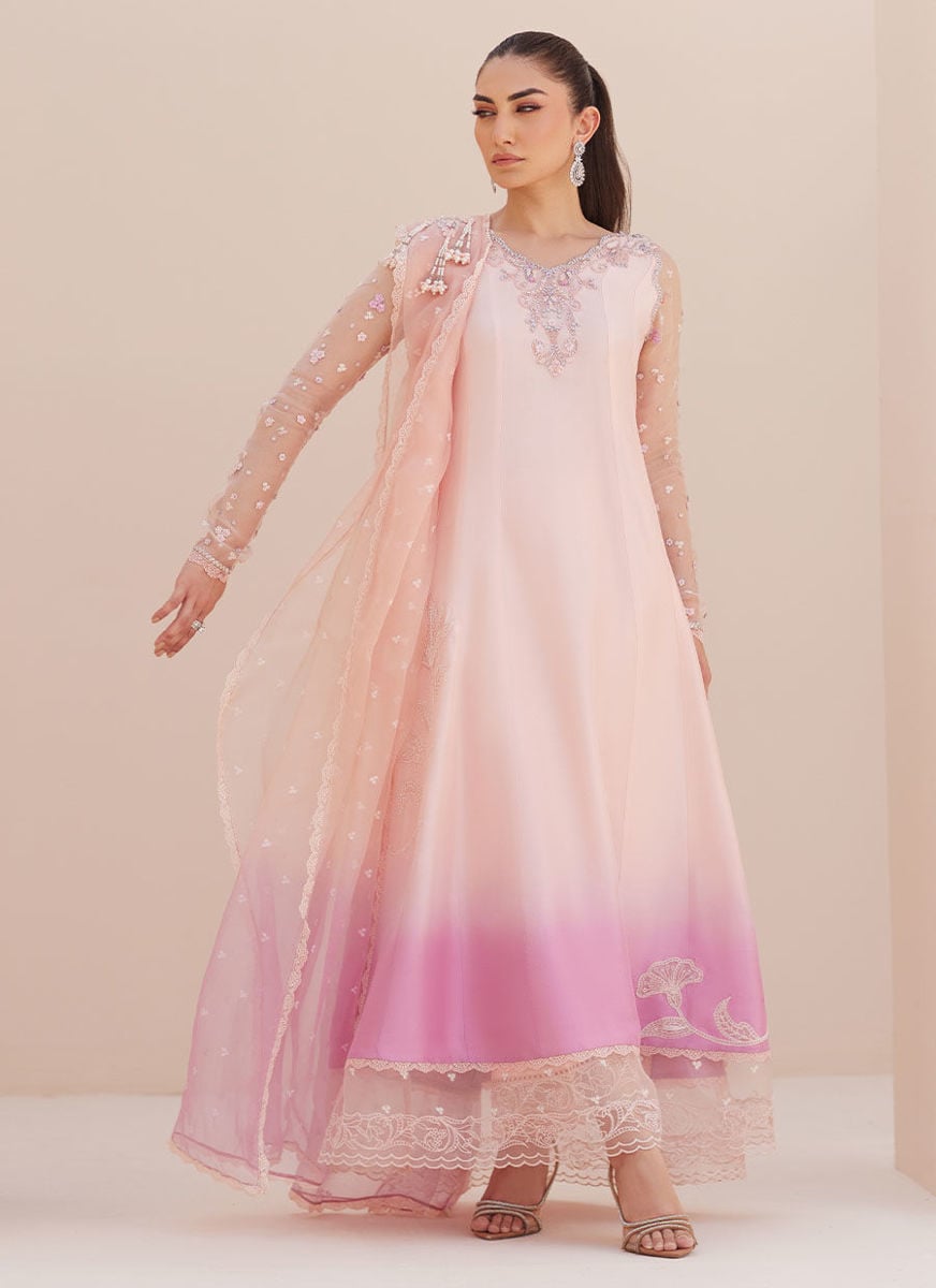 Deedee Pink Ombre Paneled Shirt And Dupatta