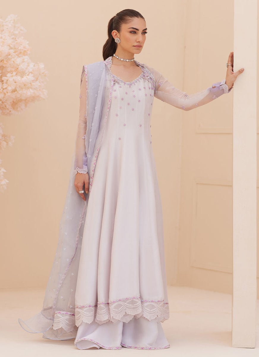 Katniss Silver Pearl Kalidar And Dupatta