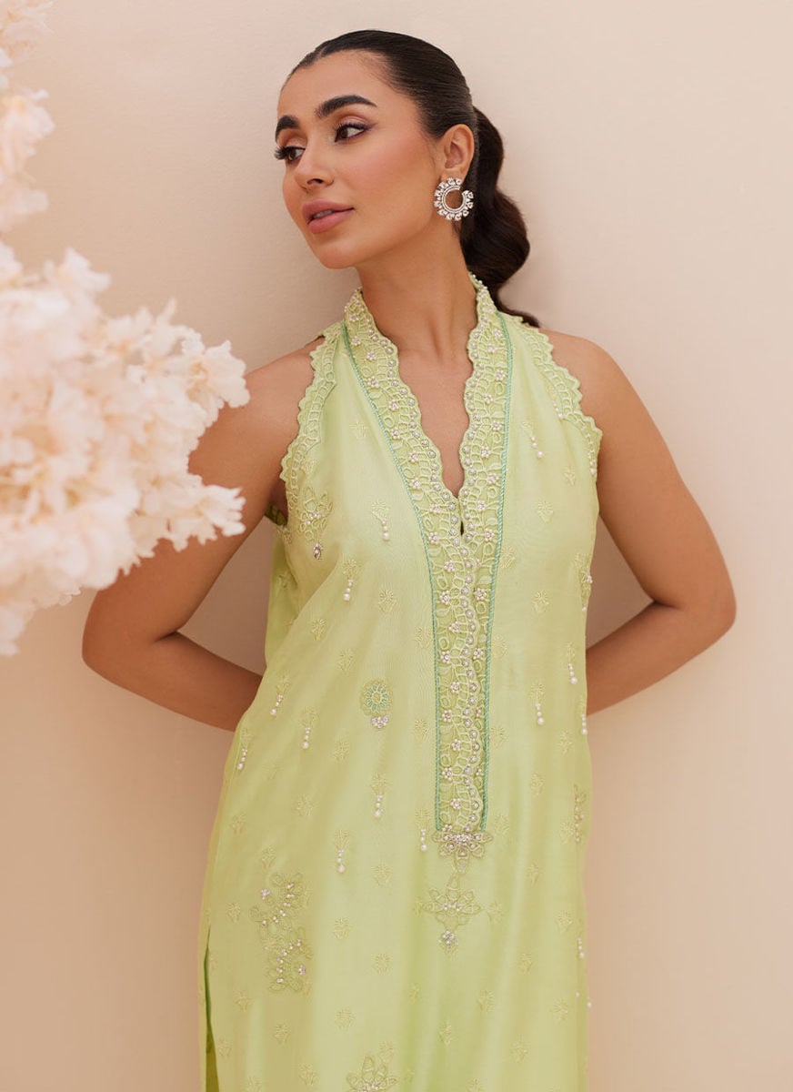 Pia Embroidered Raw Silk Shirt And Dupatta