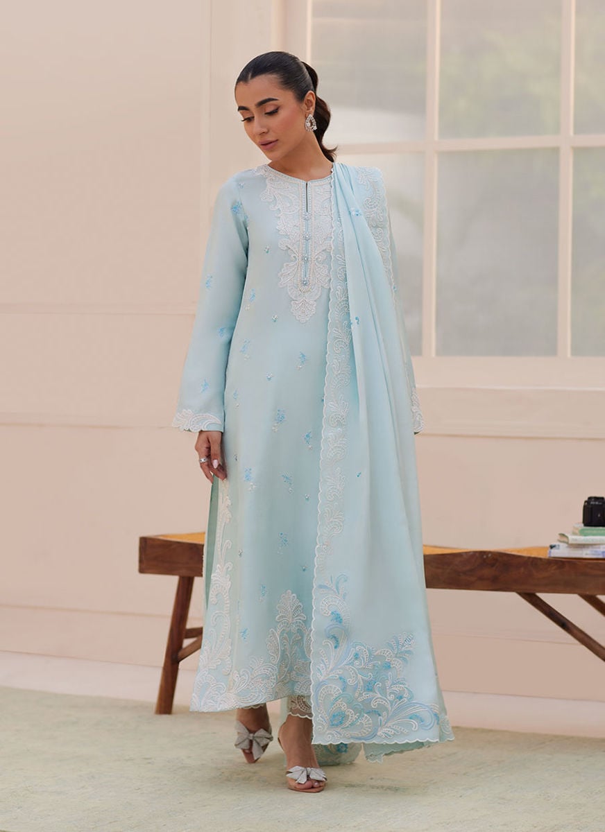 Carla Powder Blue Shirt And Dupatta