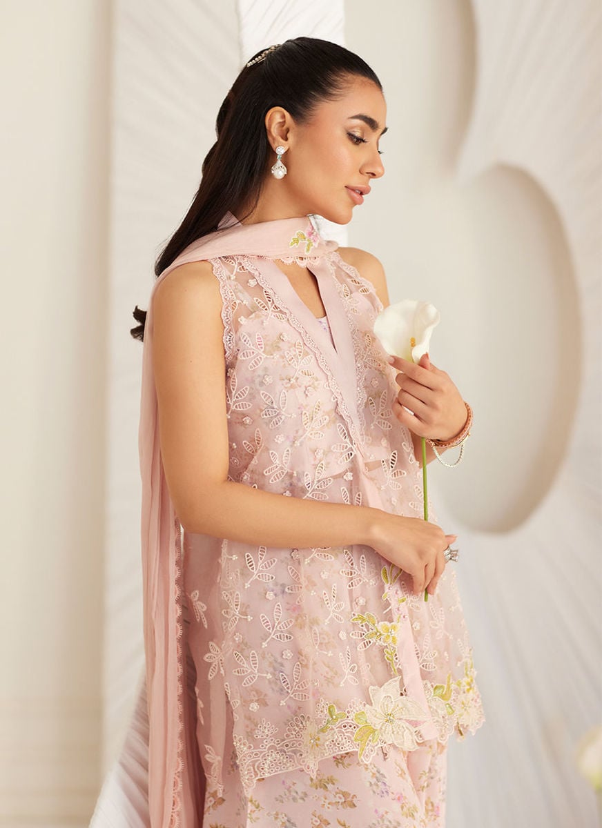 Kyma Blush Organza Jacket And Dupatta
