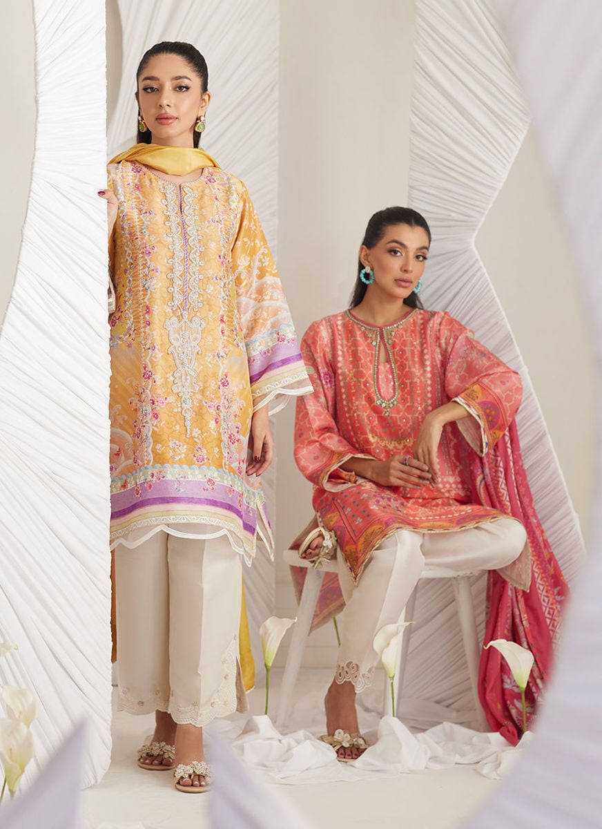 Lillia Tangerine Shirt And Dupatta