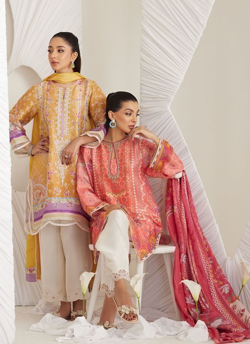 Lillia Tangerine Shirt And Dupatta