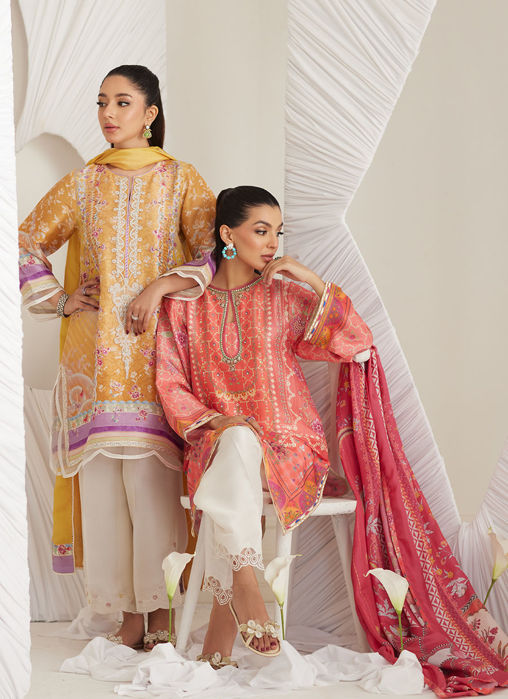 Lillia Tangerine Shirt And Dupatta
