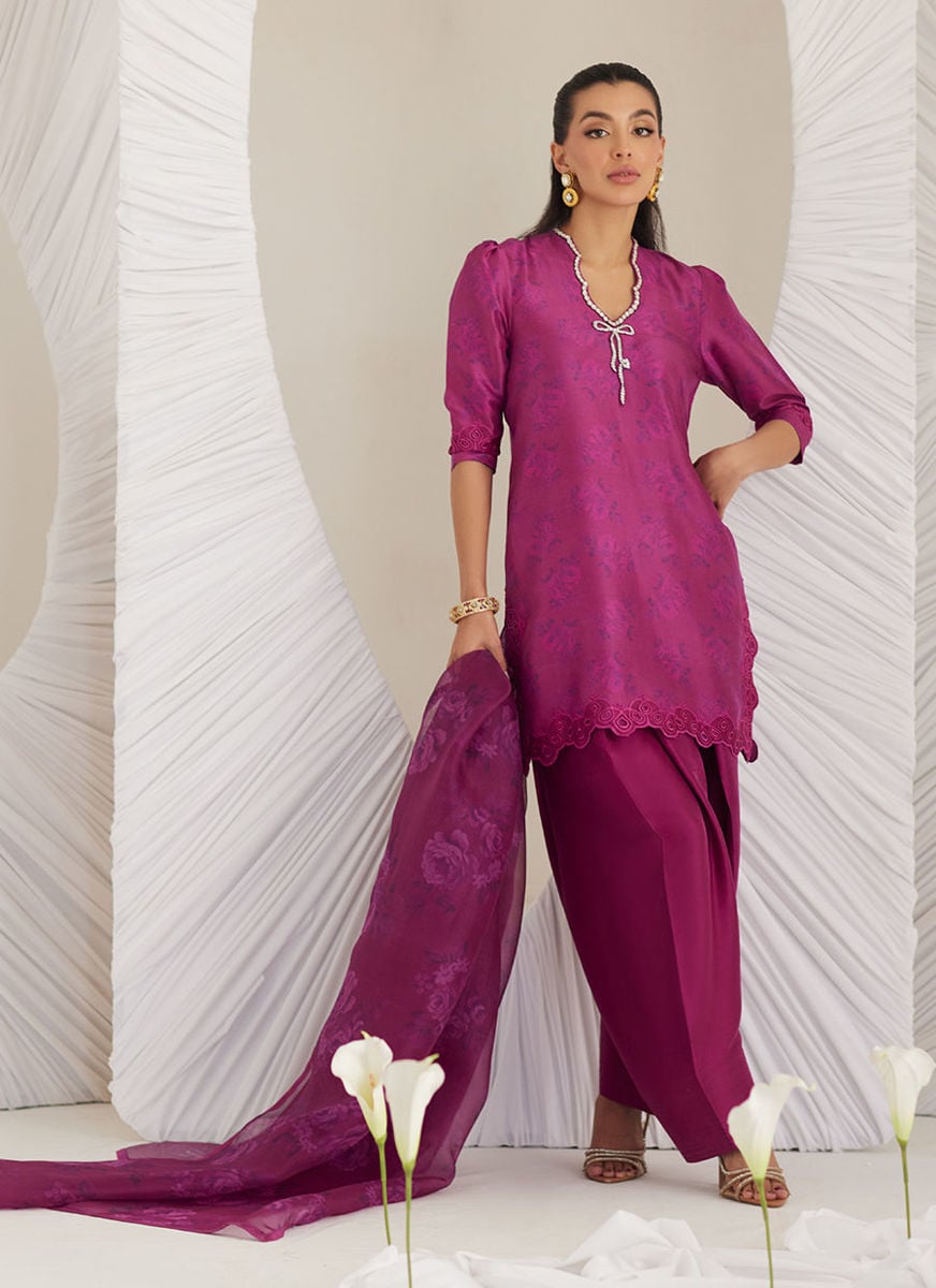 Sev Magenta Shirt And Dupatta