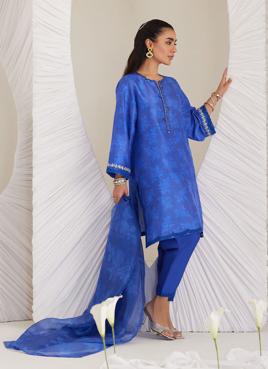 Electra Cobalt Shirt And Dupatta