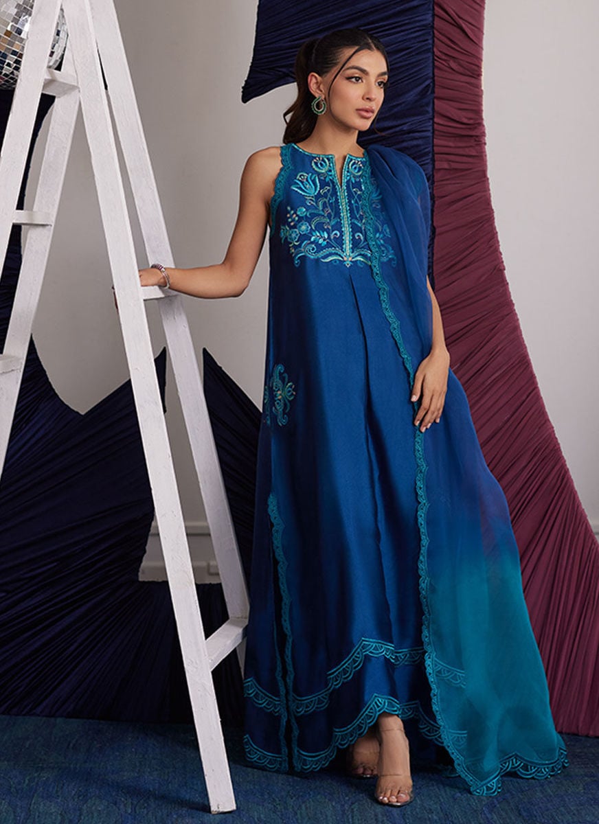 Skylar Teal Shirt And Dupatta