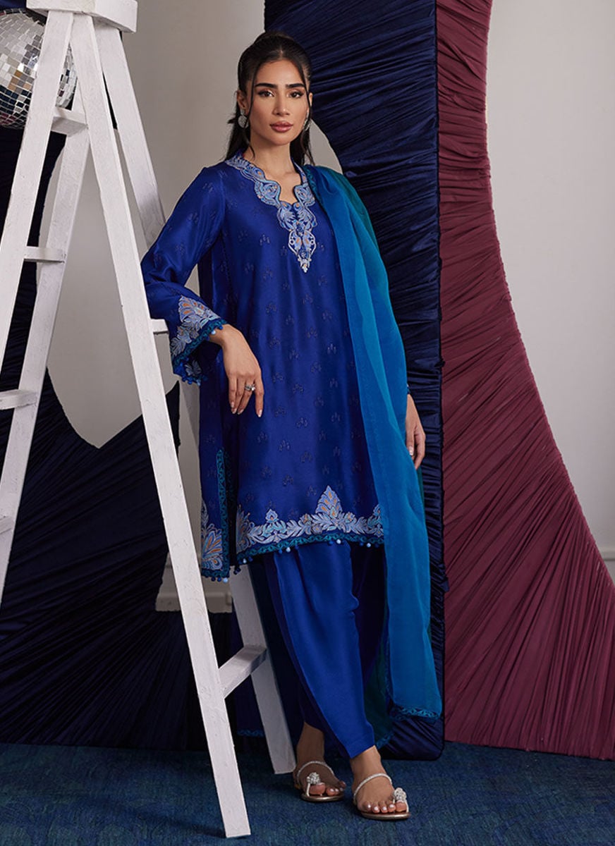 Aliza Azure Shirt And Dupatta
