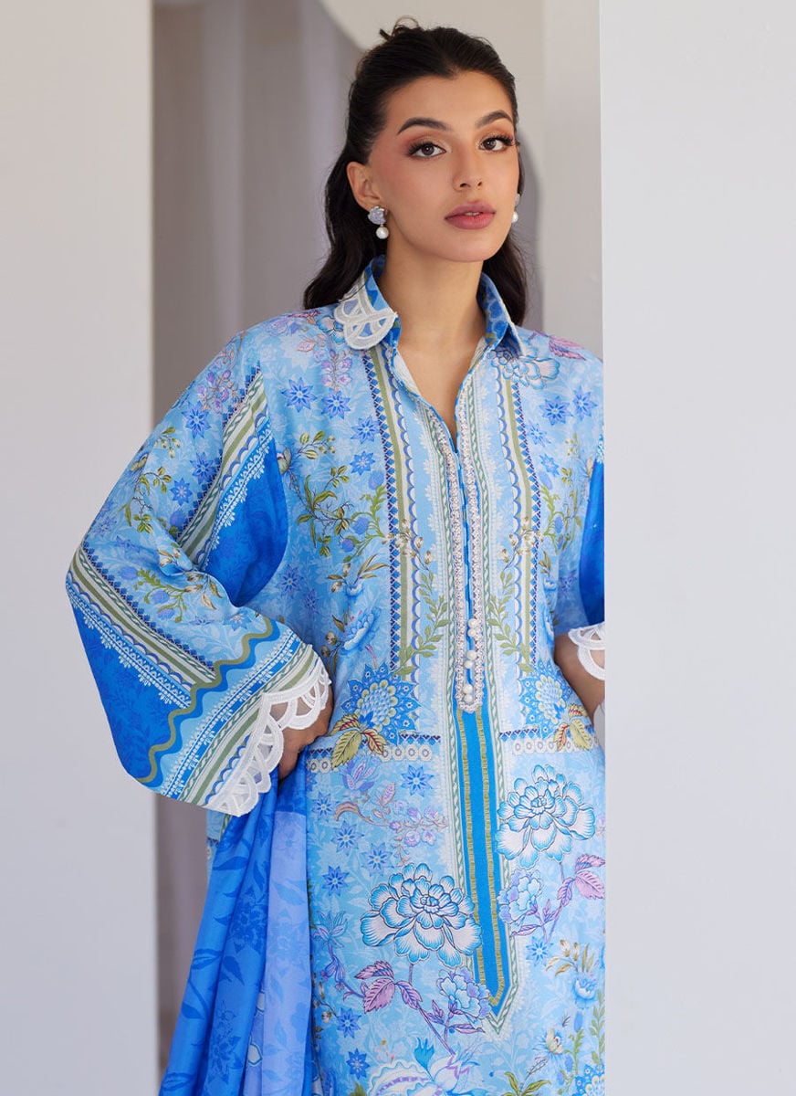 Zadie Blue Shirt And Dupatta