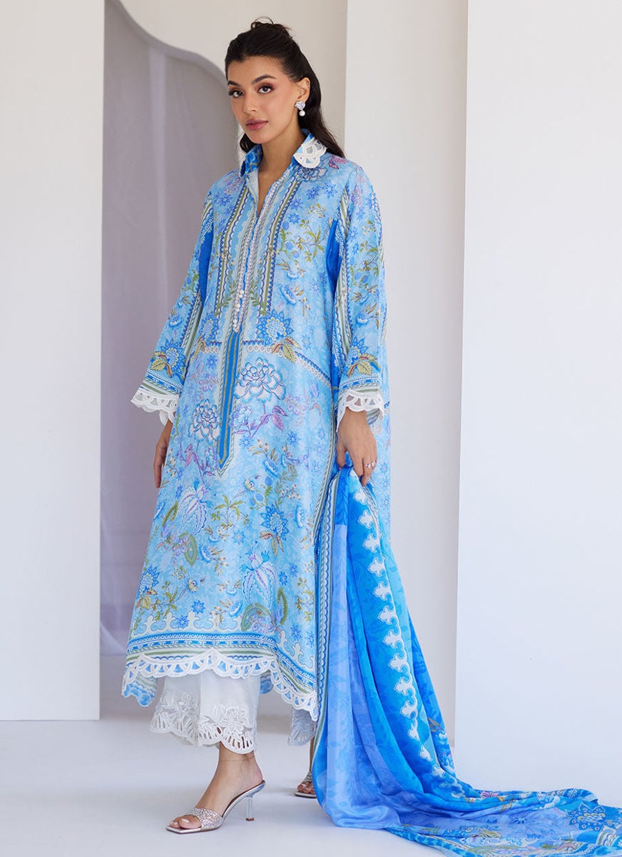 Zadie Blue Shirt And Dupatta