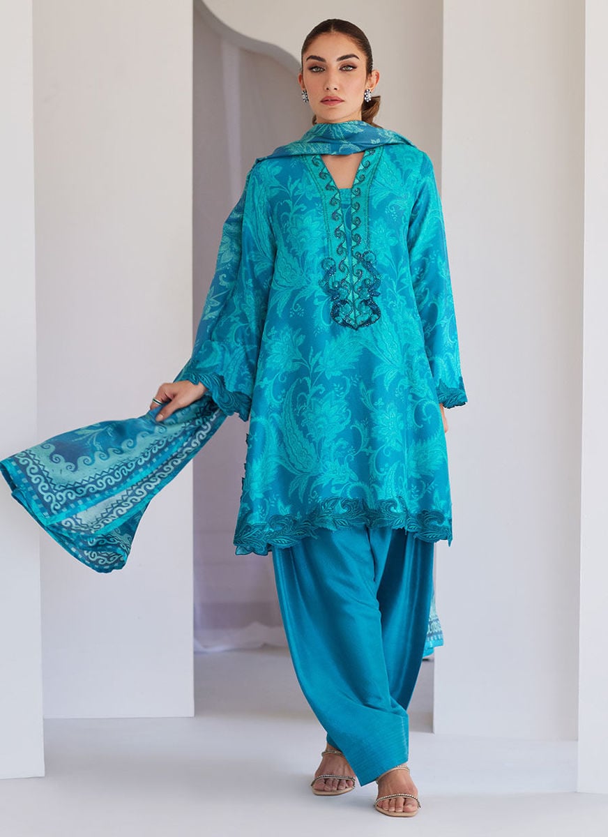 Luna Green Shirt And Dupatta