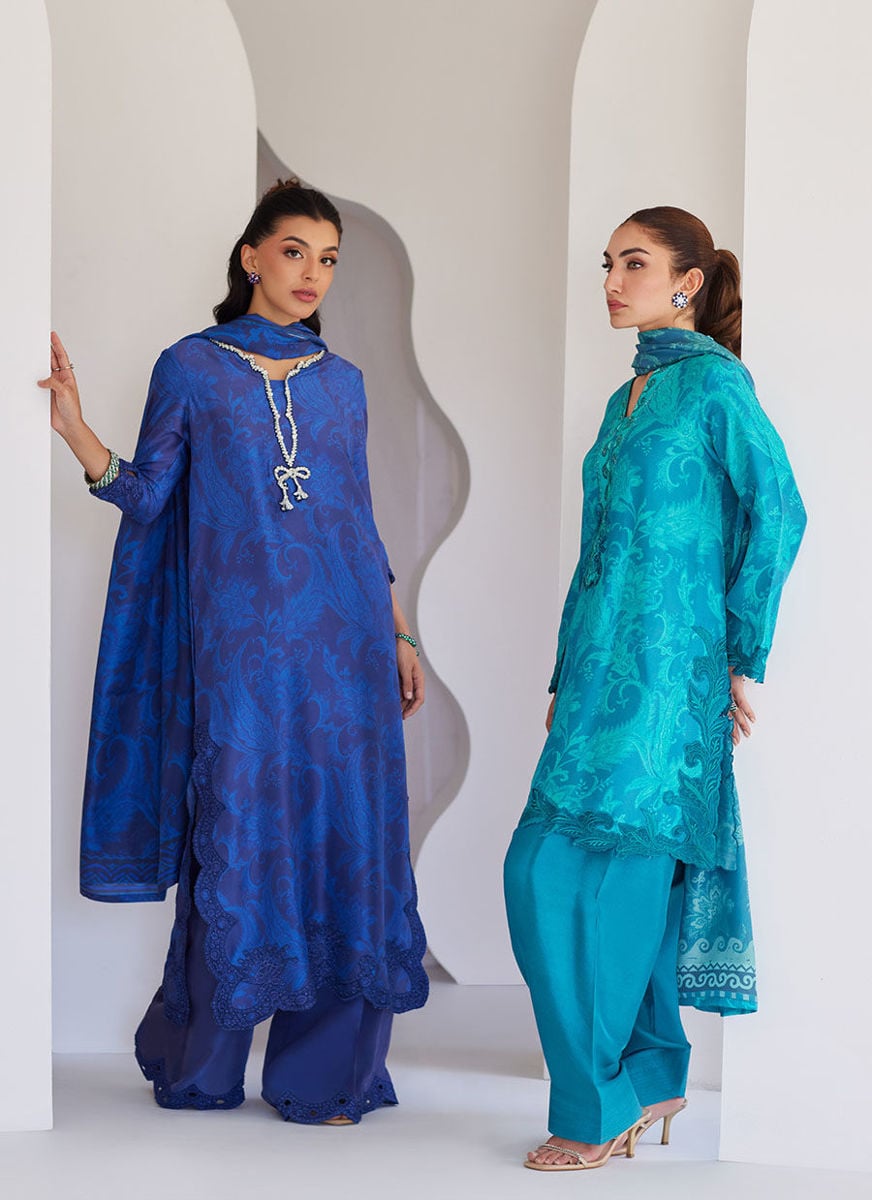 Azura Blue Shirt And Dupatta