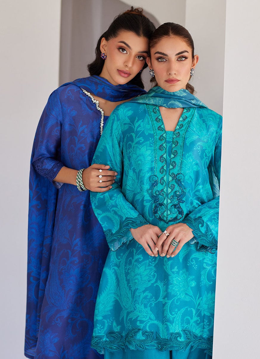 Azura Blue Shirt And Dupatta
