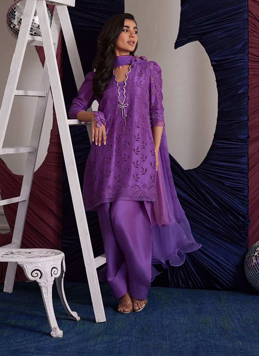 Illy Grape Shirt Dupatta With Loose Shalwar