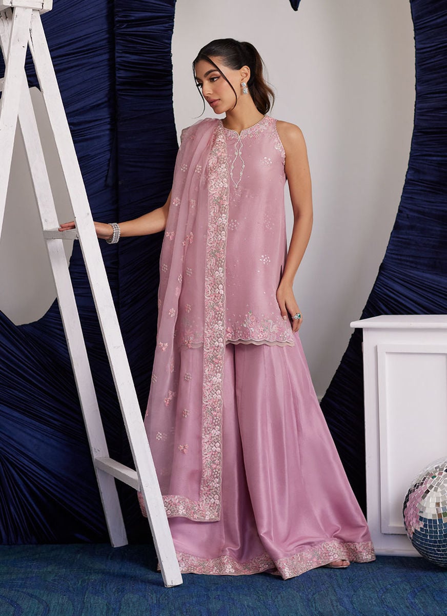 Demi Tea Rose Shirt Dupatta and Dhaka
