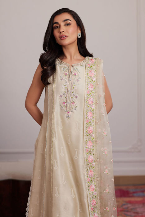 Everly Cream Shirt, dupatta and pants