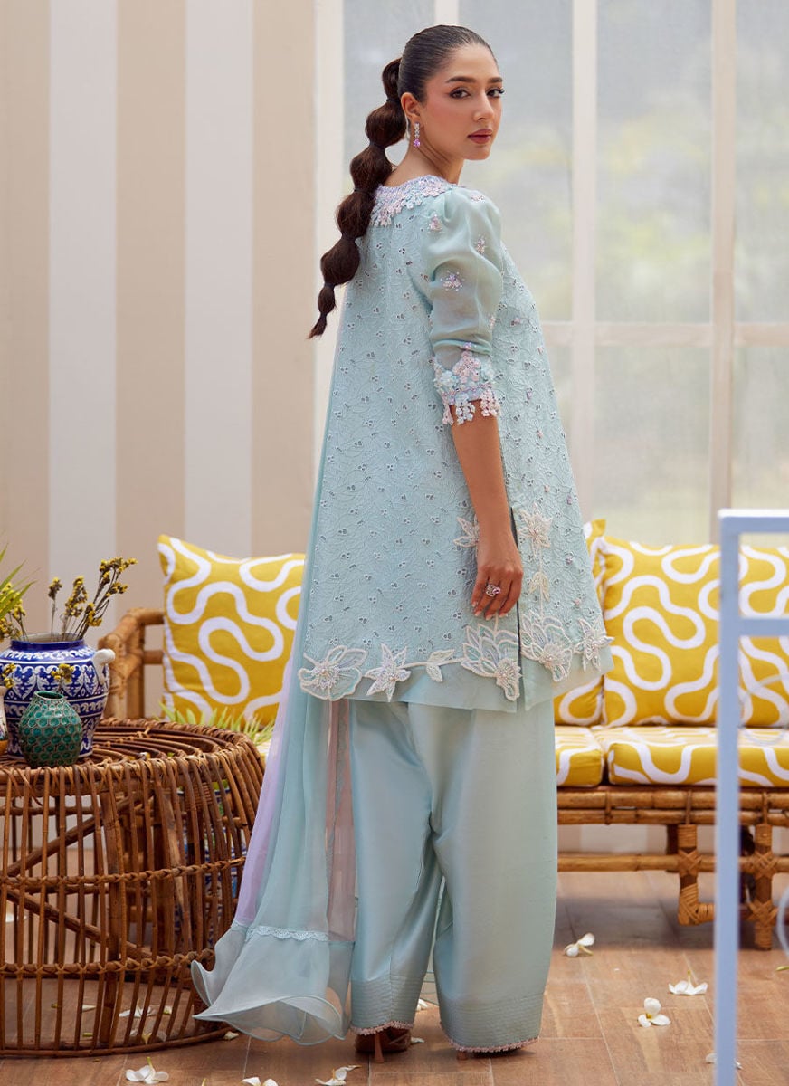 Noa Ice Blue Shirt And Dupatta