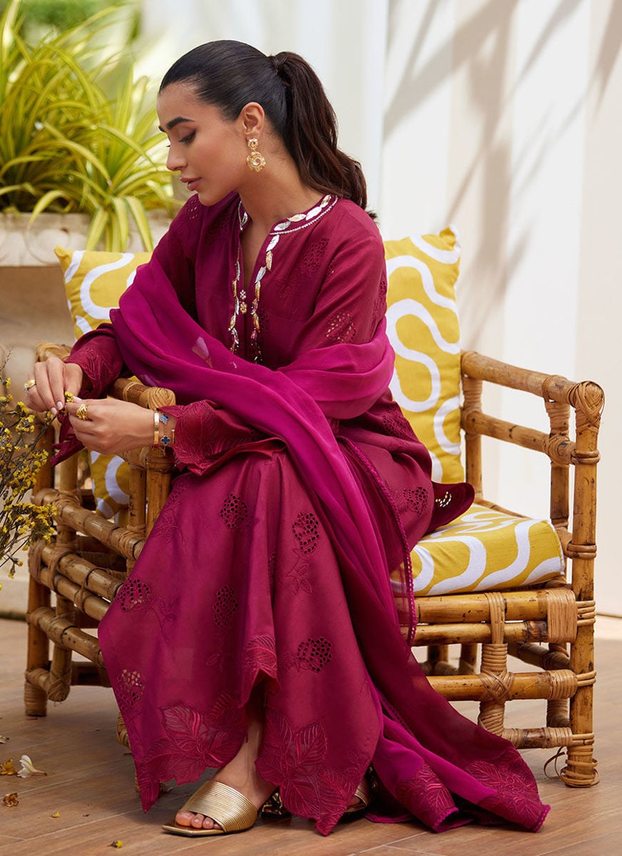 Aiko Burgundy Shirt And Dupatta