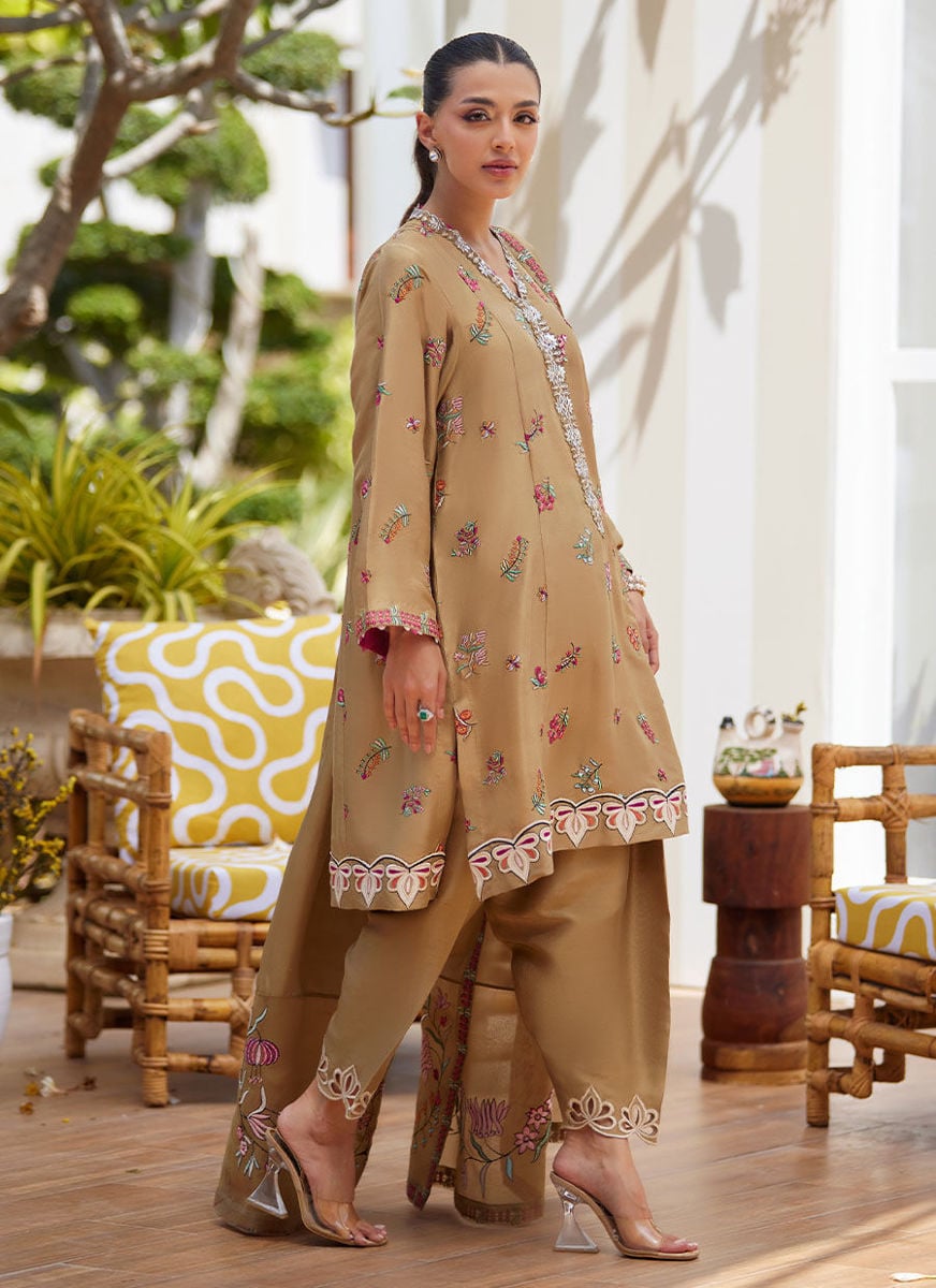 Lira Beige Shirt And Dupatta