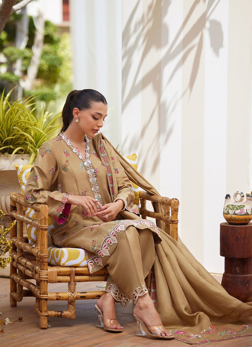 Lira Beige Shirt And Dupatta