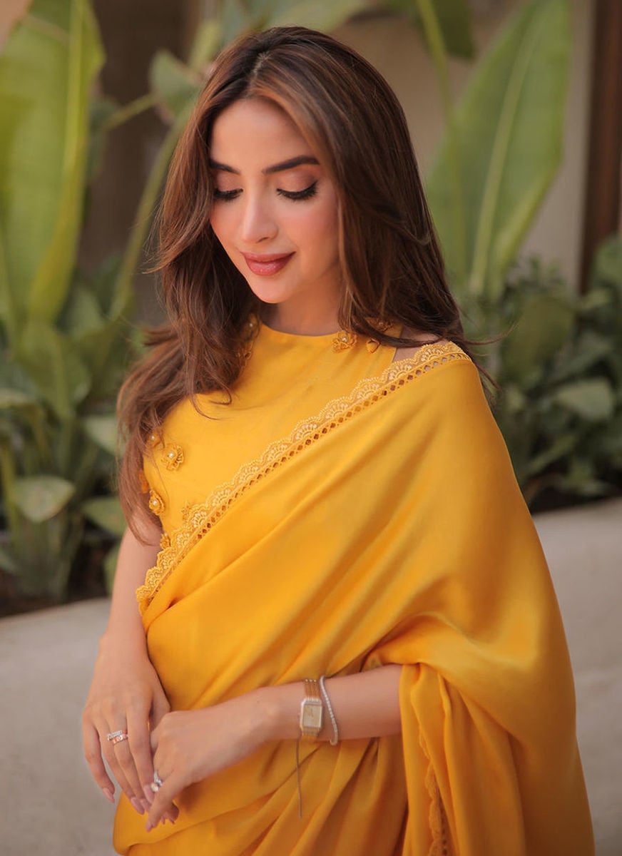 Saboor Aly in Canary Yellow Saree