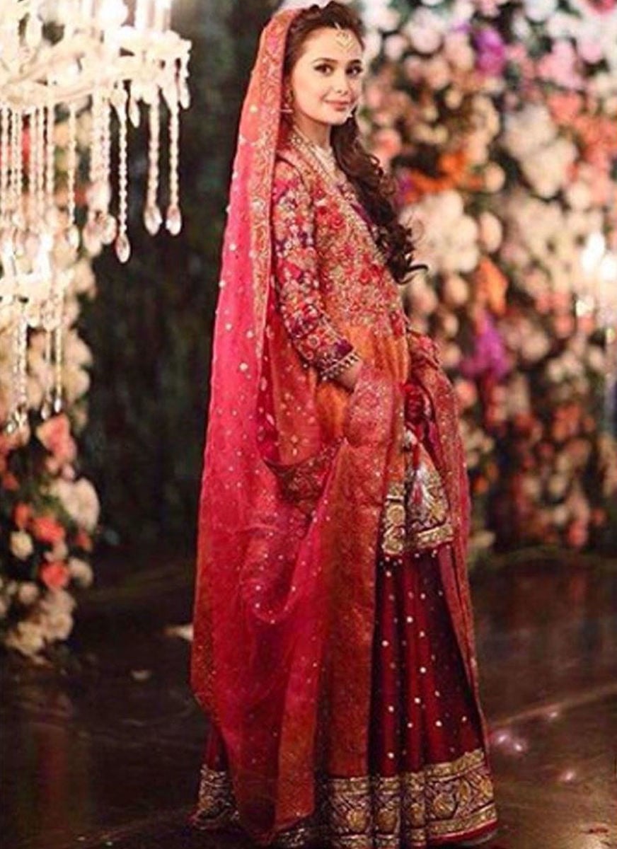 A Kalidaar Angarkha In Regal Shades Of Burnt Orange And Magenta Pink