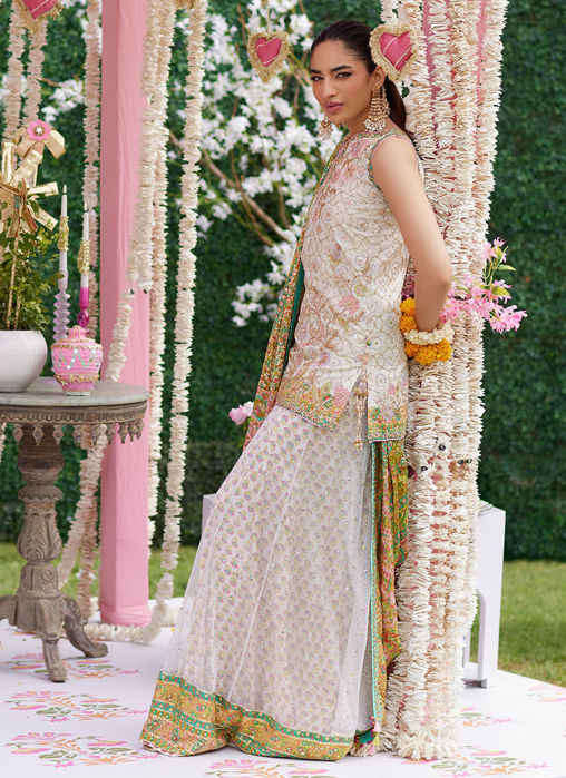 Alvira Ivory Short Shirt And Lehnga
