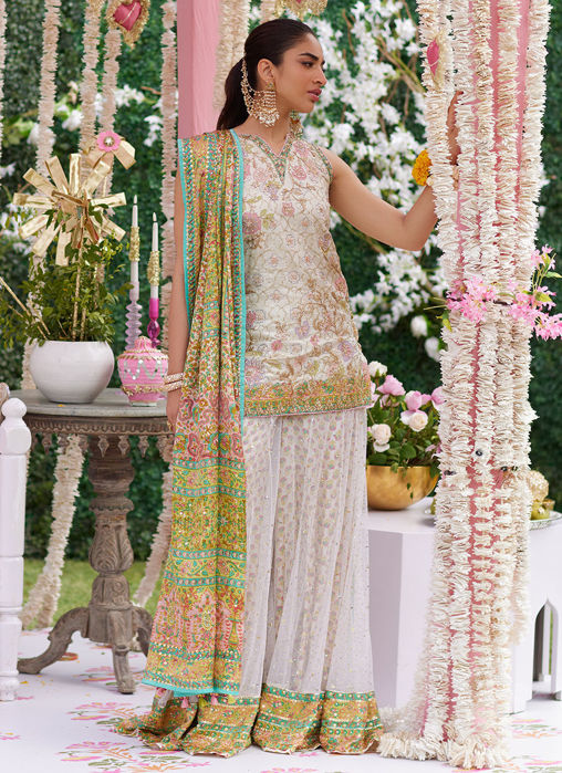 Alvira Ivory Short Shirt And Lehnga