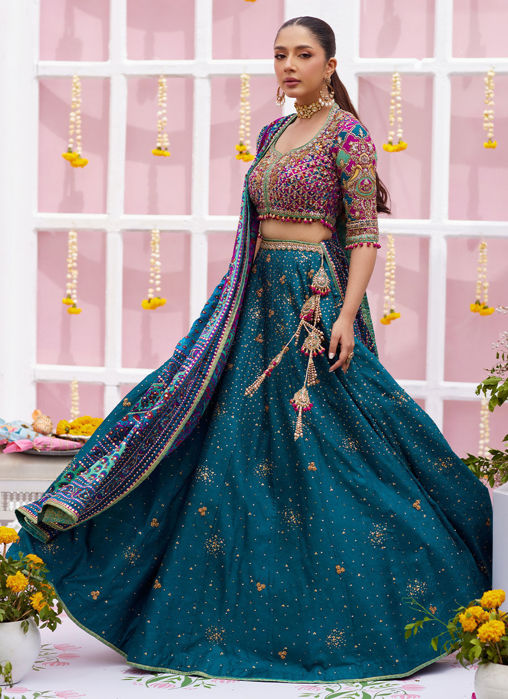 Ayelina Teal Lehnga Choli