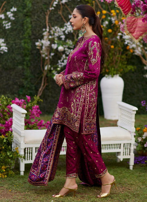 Nura Magenta Shirt And Dupatta