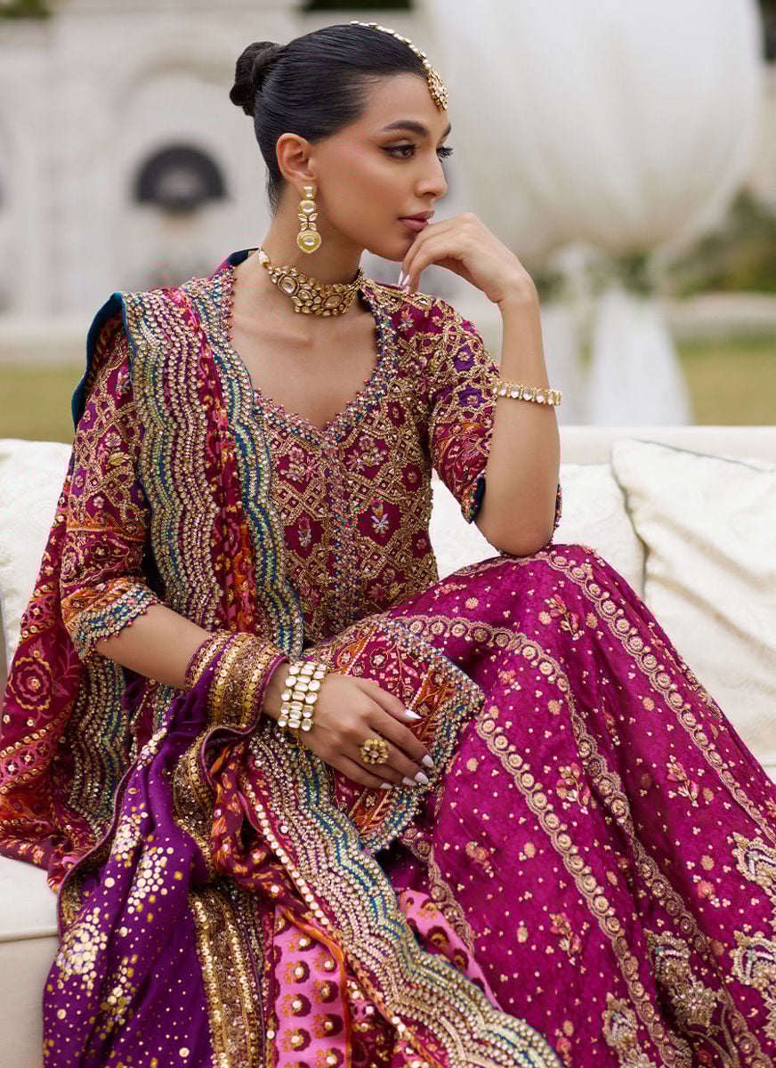 Seraya Magenta Short Shirt And Lehnga