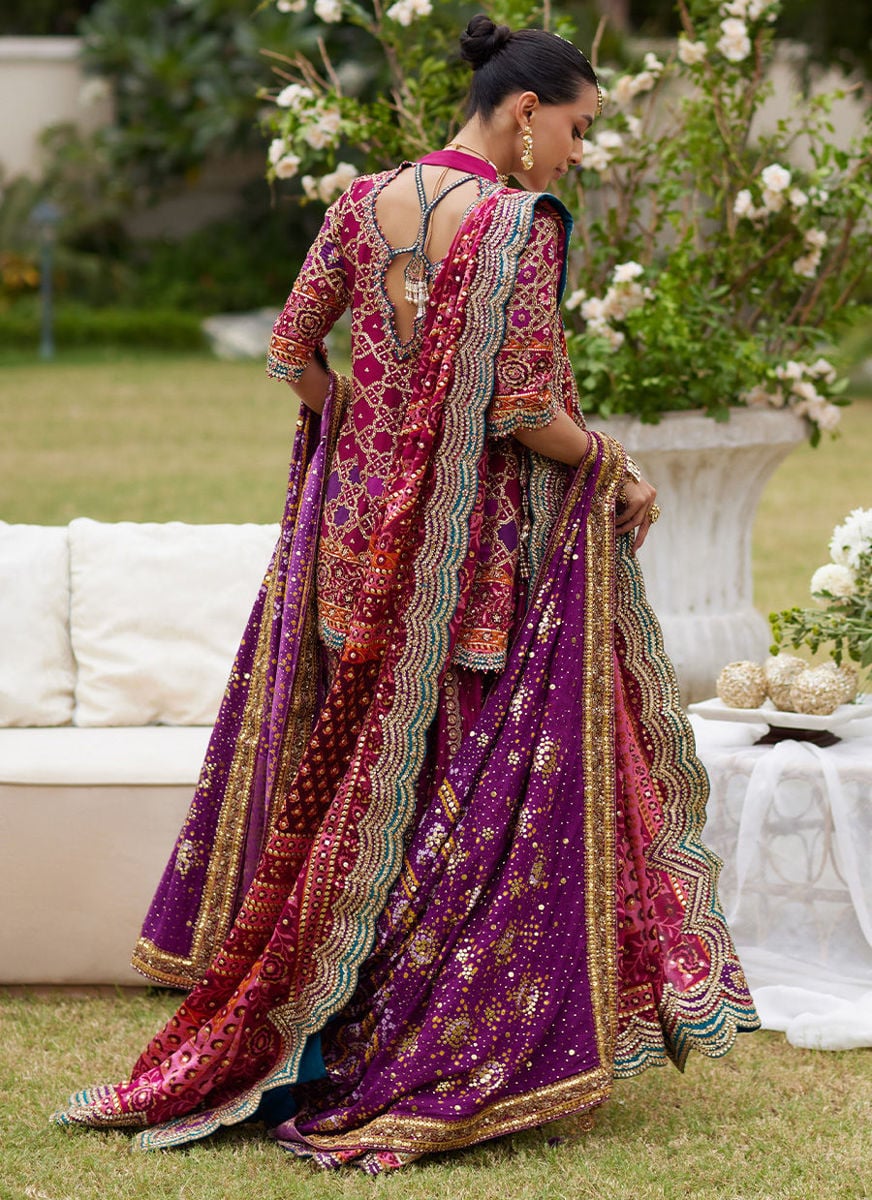 Seraya Magenta Short Shirt And Lehnga