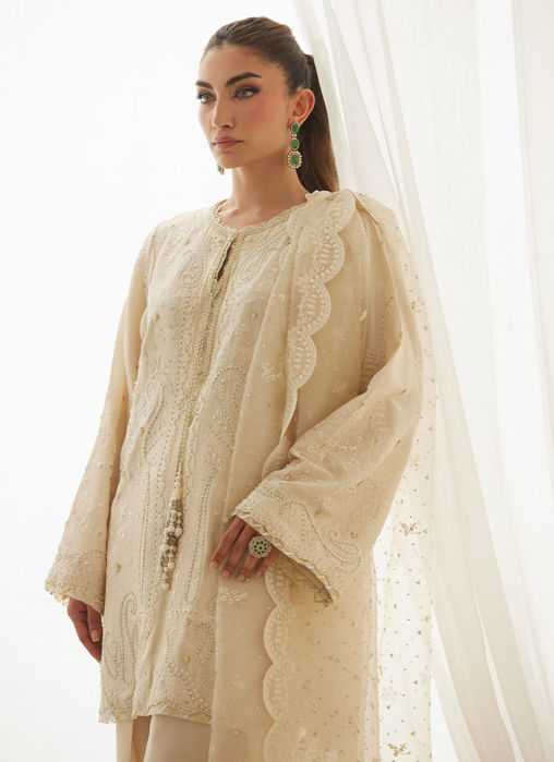 Mavi Ivory Shirt And Dupatta