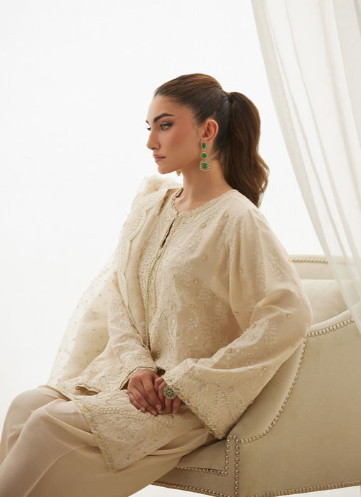 Mavi Ivory Shirt And Dupatta