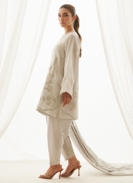 Ziva Silver Shirt And Dupatta