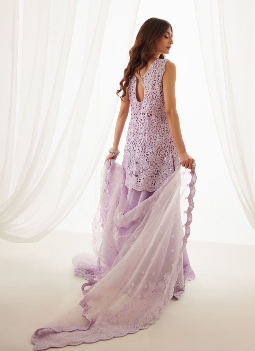 Lumi Lavender Shirt, Lehenga And Dupatta